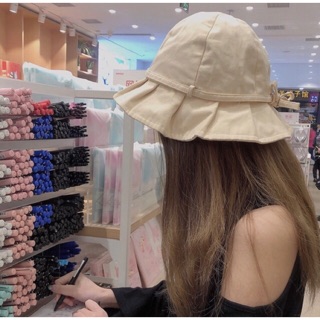 ภาพขนาดย่อของสินค้าพร้อมส่ง หมวกบักเก็ตผ้า ผูกโบว์ สไตล์เกาหลี (มี 5 สี)