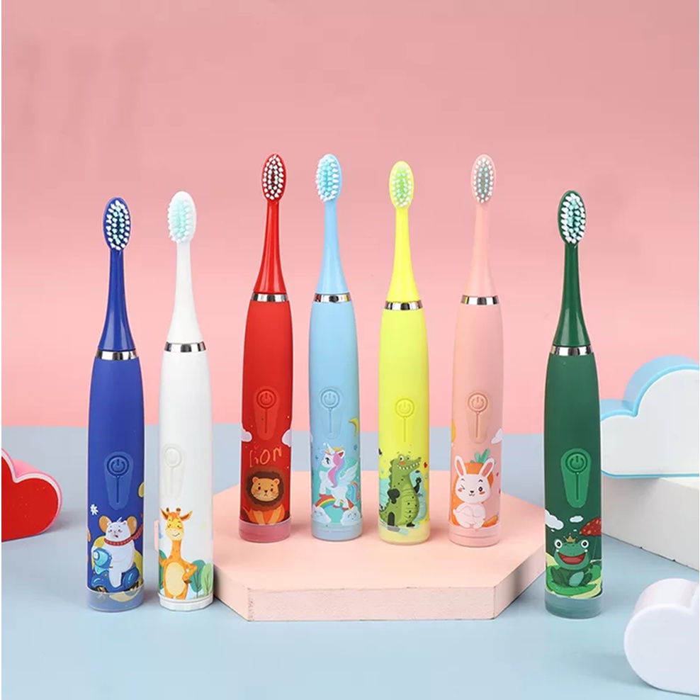 แปรงสีฟันเด็ก-แปรงสีฟันไฟฟ้าเด็ก-แบบสั่น-ชาร์จ-usb-ไม่ต้องใส่ถ่าน-แถมฟรี-5-หัวแปรง-สินค้าพร้อมส่งจากในไทย