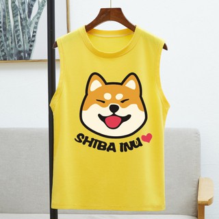 ราคาต่ำสุด  รุ่นล่าสุด  ลายการ์ตูนลูกสุนัข  คอกลม  เสื้อแขนกุด  8สี  S~3XL