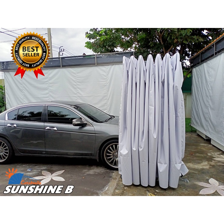 เต็นท์จอดรถสำเร็จรูป-carsbrella-รุ่น-sunshine-b-กันน้ำและป้องกันแสงแดด-มีอุปกรณ์สำหรับล็อคที่พื้น-ยืด-หด-และ-พับเก็บได้