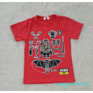 เสื้อยืดแขนสั้น Batman สีแดง งานป้าย size : 4-6 / 10-12