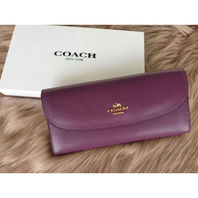 กระเป๋าสตางค์-coach-ใบยาว-อะไหล่ทอง-สีม่วง