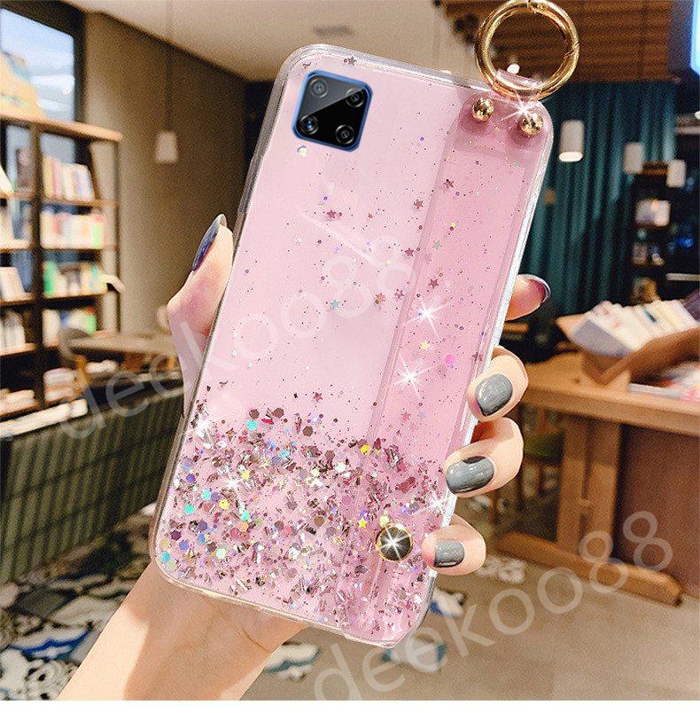 เคสโทรศัพท์-samsung-galaxy-a12-a02s-a42-5g-casing-bling-clear-star-space-tpu-softcase-with-wrist-band-back-cover-phone-case-for-samsung-a12-เคส