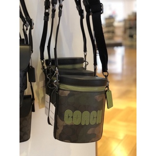 COACH  Barrel Crossbody In Signature Canvas With Camo Print And Coach Patch รุ่น CC024