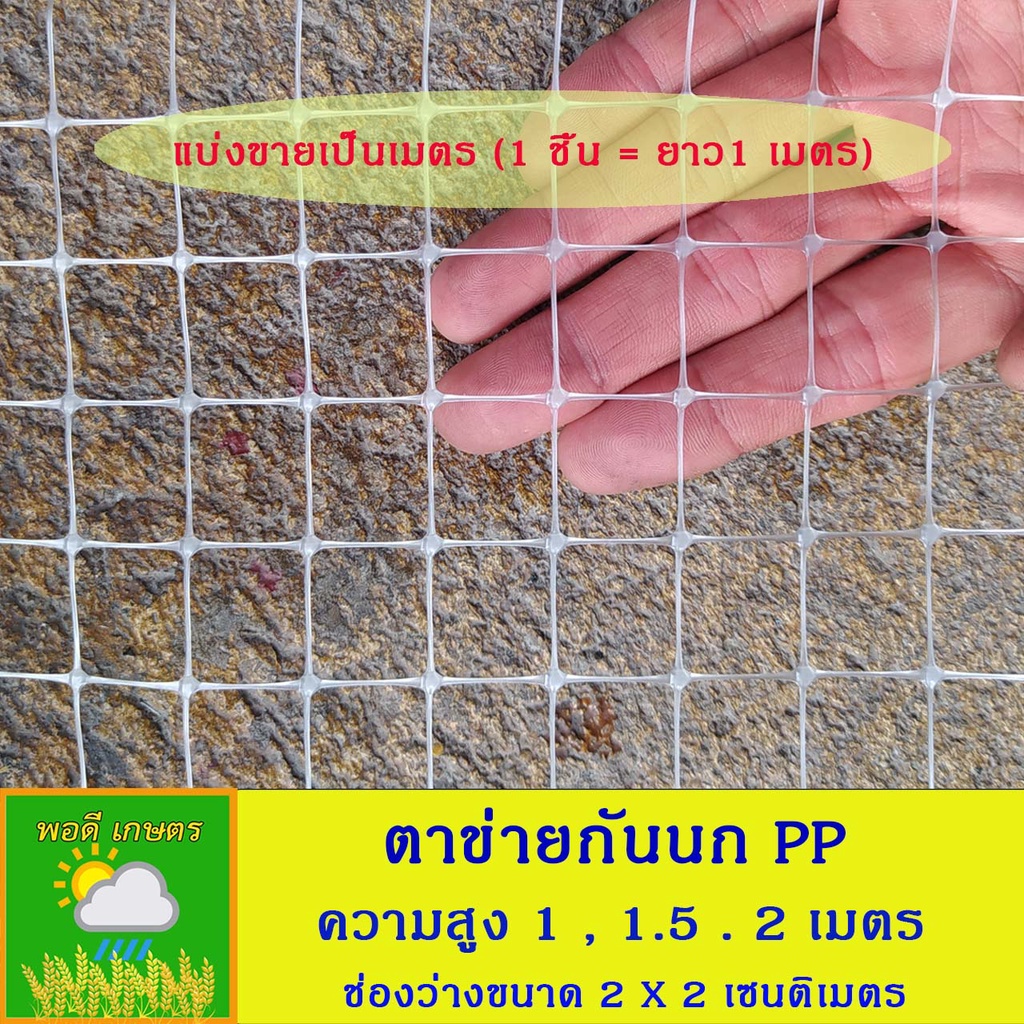 ภาพหน้าปกสินค้าตาข่ายกันนก พลาสติก PP Bird Net สีใส กว้าง 1 เมตร 1.5 เมตร และ 2 เมตร (แบ่งขายเป็นเมตร ) ราคาต่อเมตร