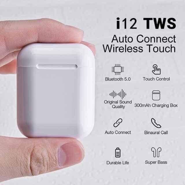 ภาพสินค้าหูฟัง i12TWS/inpods12 Bluetooth 5.0 ระบบเสียงสเตอริโอ Standard Edition คละสี/คละรุ่น จากร้าน somhyudd บน Shopee ภาพที่ 7