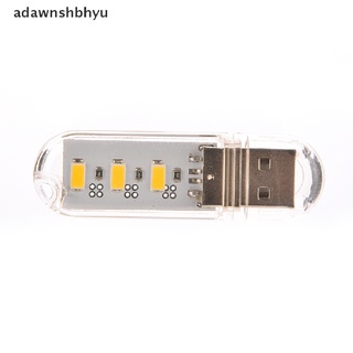 [adawnshbhyu] พวงกุญแจไฟกลางคืน LED 3 ดวง รูปตัว U ชาร์จสาย USB พร้อมฝาครอบ ขนาดพกพา