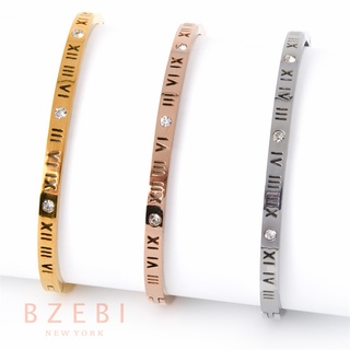 BZEBI สร้อยข้อมือ กําไลข้อมือ เหล็กไทเทเนียม 18K เคลือบทอง ผู้หญิง กำไลแฟชั่น สร้อยข้อมือนาค ทอง แต่งคริสตัล แฟชั่นแบบคู่ สไตล์เกาหลี เครื่องประดับ สําหรับผู้หญิง 993b