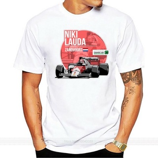 เสื้อยืดผู้ชายอินเทรนด์ในยุโรปและอเมริกาใหม่ เสื้อยืดแขนสั้นลําลอง พิมพ์ลาย Niki Lauda 1985 Zandvoort Dutch Grand Prix M