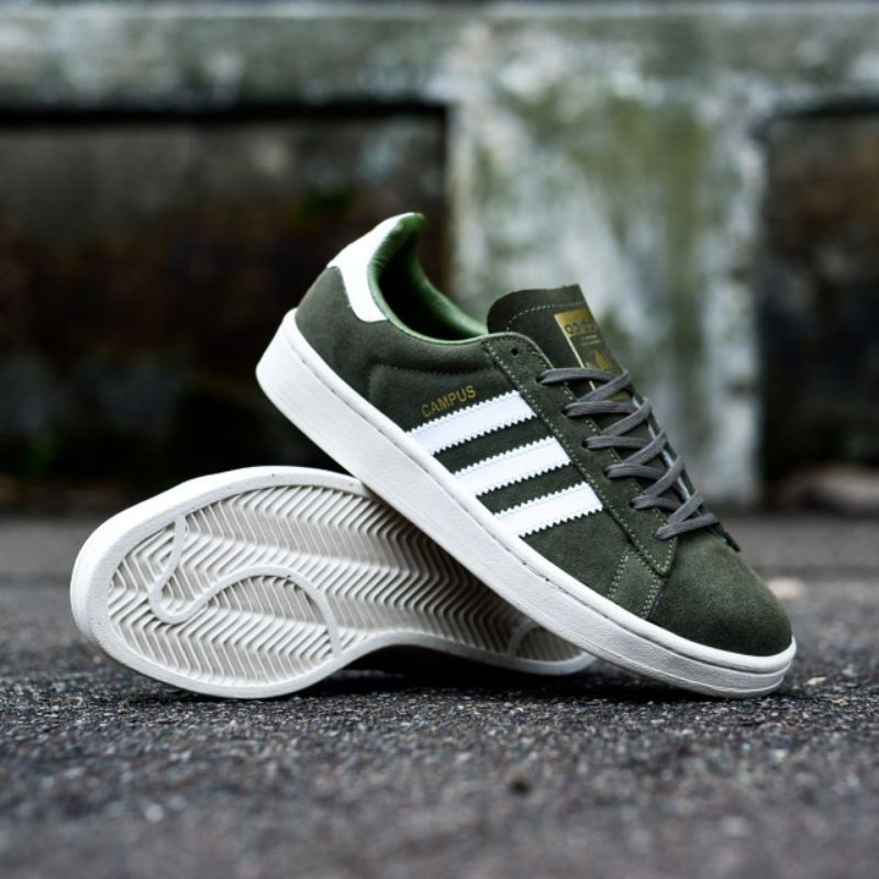 รองเท้าผ้าใบ-adidas-campus-สีเขียวขาว