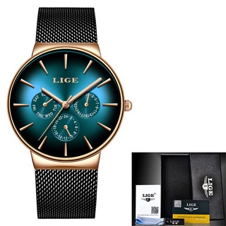 Relogio Masculino 2019 New LIGE Blue Casual Mesh Belt Fashion Quartz Gold Watch Mens Watches Top