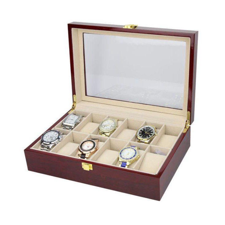 ภาพหน้าปกสินค้ากล่องใส่นาฬิกา 12 เรือน กล่องเก็บนาฬิกา ที่เก็บนาฬิกา กล่องเก็บเครื่องประดับ ผลิตจากวัสดุอย่างดี หรูหรา มีระดับ