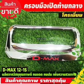 เบ้ารองมือเปิดท้าย ครอบมือเปิดท้าย โครเมี่ยมโลโก้แดง ISUZU DMAX D-MAX 2012-2015 (RI)