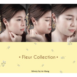 Silvery by Ar-Kang ✨Fleur Collection ต่างหูพลอยแท้&amp;เพชรCZ 💕✨🤩