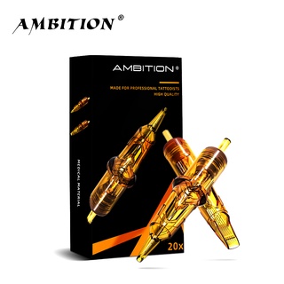 Ambition ตลับหมึกสัก ฆ่าเชื้อ เพื่อความปลอดภัย แบบใช้แล้วทิ้ง สีทอง 20 ชิ้น