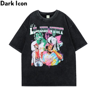 เสื้อยืดสีดำอินเทรนด์เสื้อยืด ผ้าฝ้าย พิมพ์ลาย Dark Icon โอเวอร์ไซซ์ โอเวอร์ไซซ์ สไตล์สตรีท แฟชั่นฤดูร้อน สําหรับผู้ชายS