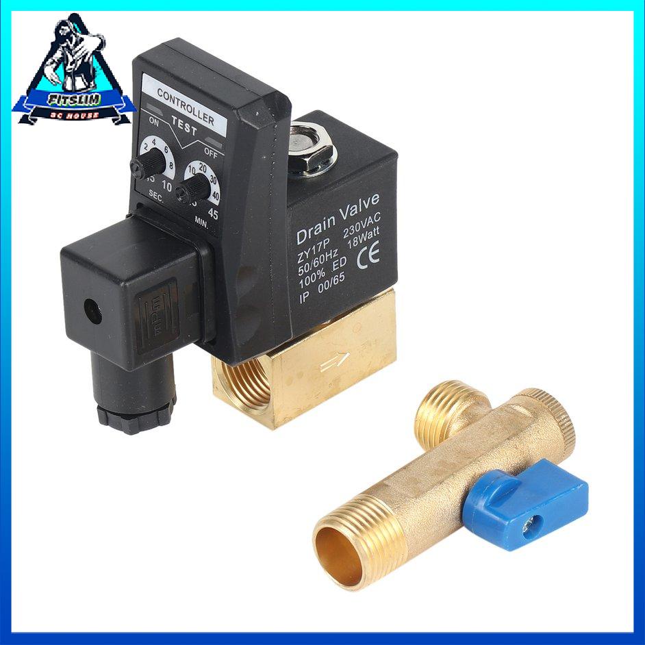 110V 50Hz Timed Electric Auto Drain Valve For Air Compressor – 2-Way, 1/2 HP – Portable, Automatic Tank Drain