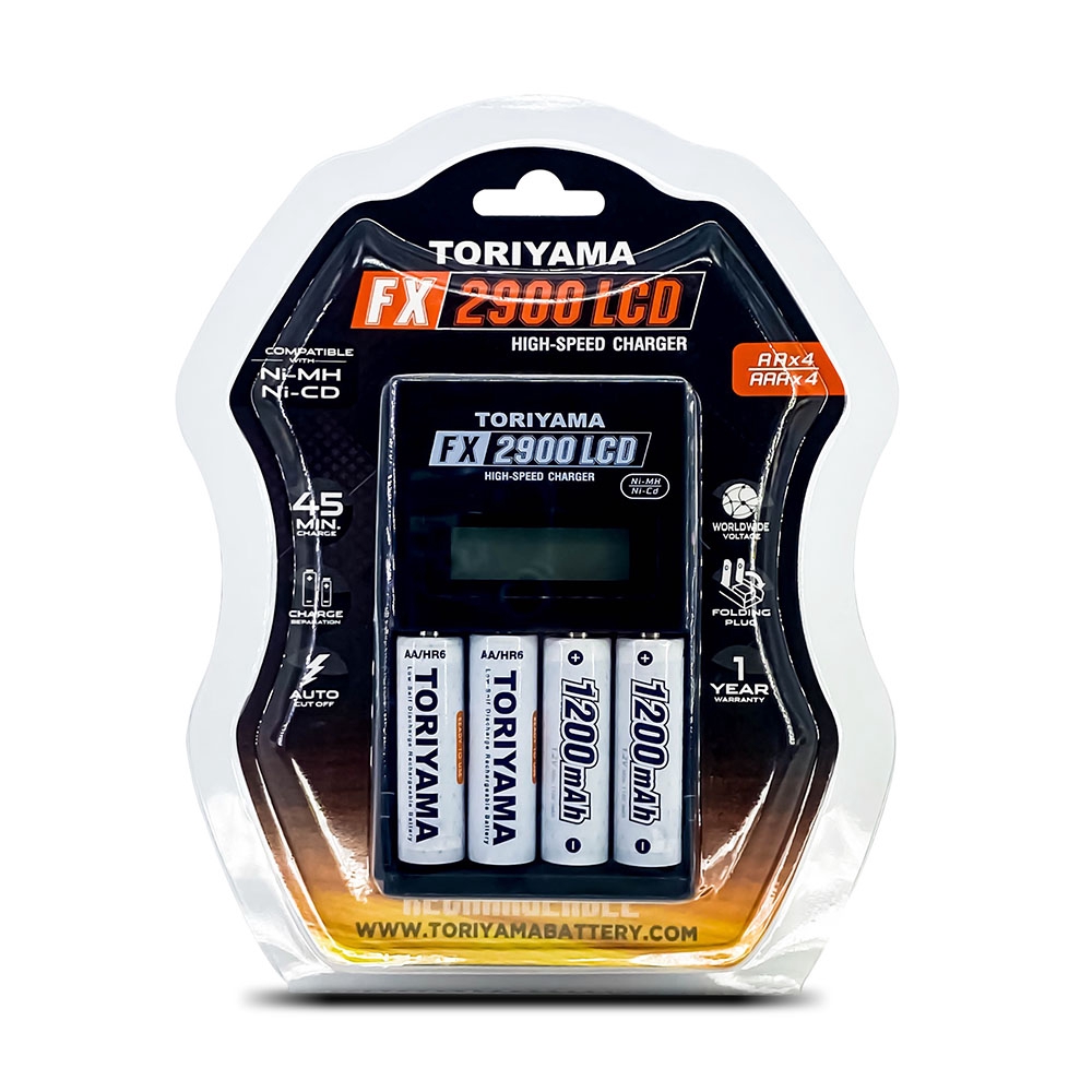 toriyama-charger-fx2900-แท่นชาร์จ-ถ่านชาร์จ-4ก้อน