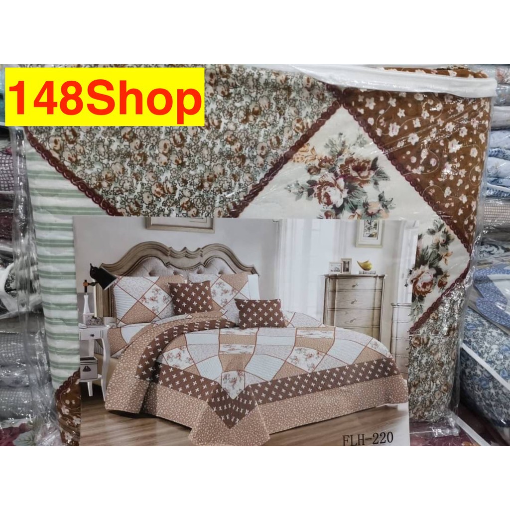 ผ้าคลุมเตียง8-ฟุต-b-17483-สินค้า-3-ชิ้น-ผ้าคลุมเตียง-8-ฟุต-ปลอกหมอน-2ใบ