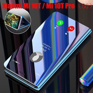 กรณี Xiaomi Mi 10T / Mi 10T Pro Plating mirror Leather Flip Case Xiaomi Mi10T Pro 5G ปลอกโทรศัพท์ Cover Stand