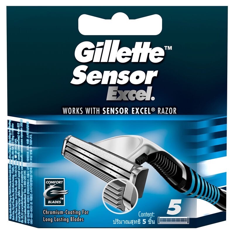 gillette-sensor-excel-blades-ยิลเลตต์-เซ็นเซอร์-เอ็กเซล-ใบมีดโกน-5-ชิ้น