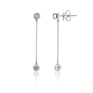 ต่างหูเพชร Classic Duo Dangle Drop Earrings (EC119)