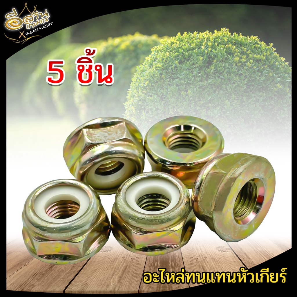 น็อตหัวเกียร์ตัดหญ้า-5-ชิ้น-แข็งแรงอย่างดี-พร้อมยางกันคลาย-น็อตเกลียวซ้าย-น็อตหัวเกียร์สำหรับเครื่องตัดหญ้า