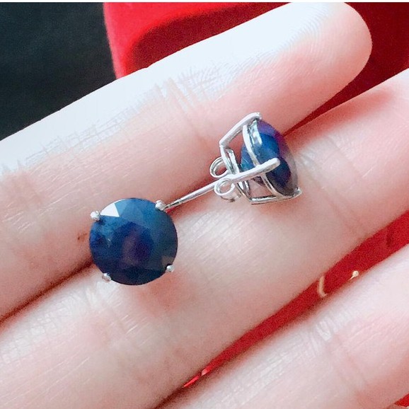 ต่างหูพลอย-ไพลินสีน้ำเงินเข้มเม็ดเดี่ยว-blue-sapphire-เงินแท้-925-รุ่น-na1145-bs