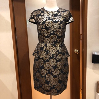 New dress from Hong Kong สวยมากๆ ลายดำ-ทอง ทอดิ้นทั้งตัว อก 33 เอว 27 สะโพก37