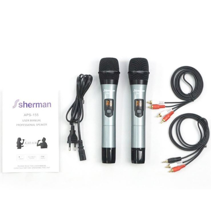 sherman-รุ่น-aps155-plus-ลำโพงบูลทูธ-15-80-วัตต์-rms-ไมค์คู่-uhf-usb-guitar-สินค้าใหม่แกะกล่องทุกชิ้นรับรองของแท้100