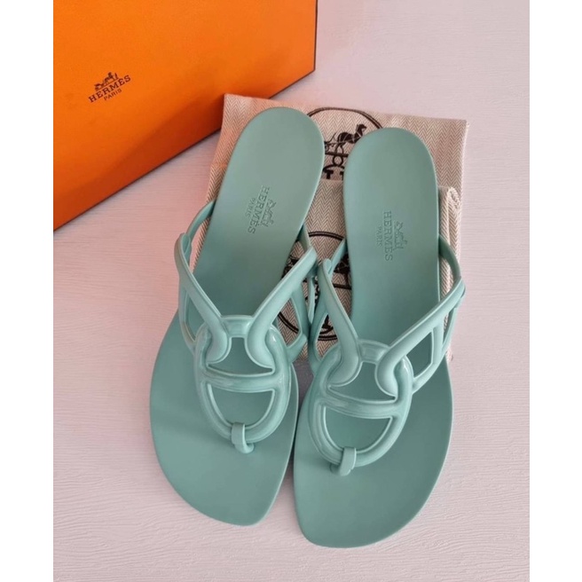 ผ่อน0-รองเท้าแตะ-new-hermes-egerie-sandal-size-39-สีเขียวมินท์