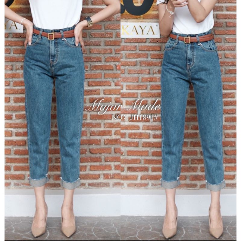 jh1891-มีs-xl-ยีนส์ทรงบอย-ยีนส์เอวจีบ-jeans-house