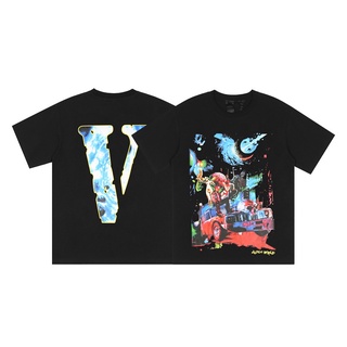 [S-5XL] เสื้อยืดลําลอง ผ้าฝ้าย แขนสั้น คอกลม พิมพ์ลาย Vlone Big V พลัสไซซ์ แฟชั่นสําหรับคู่รัก