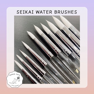 SEIKAI WATER BRUSHES // เซไค พู่กันชนิดกลม และ ชนิดแบน สำหรับสีน้ำ ขนขาว (ด้ามใส)