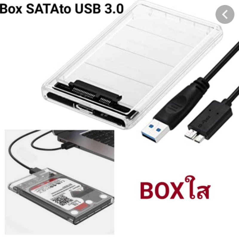 ภาพหน้าปกสินค้ากล่องใส่ HDD แบบใส Harddisk SSD 2.5 inch USB3.0 Hard Drive Enclosure (ไม่รวม HDD) แถมสาย USB 1 เส้น