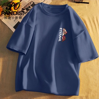 【พร้อมส่ง】 เสื้อยืดแขนสั้น พิมพ์ลาย PANDIST สีน้ําเงินกรมท่า แฟชั่นฤดูร้อน สไตล์ฮ่องกง สําหรับผู้ชาย คู่รัก