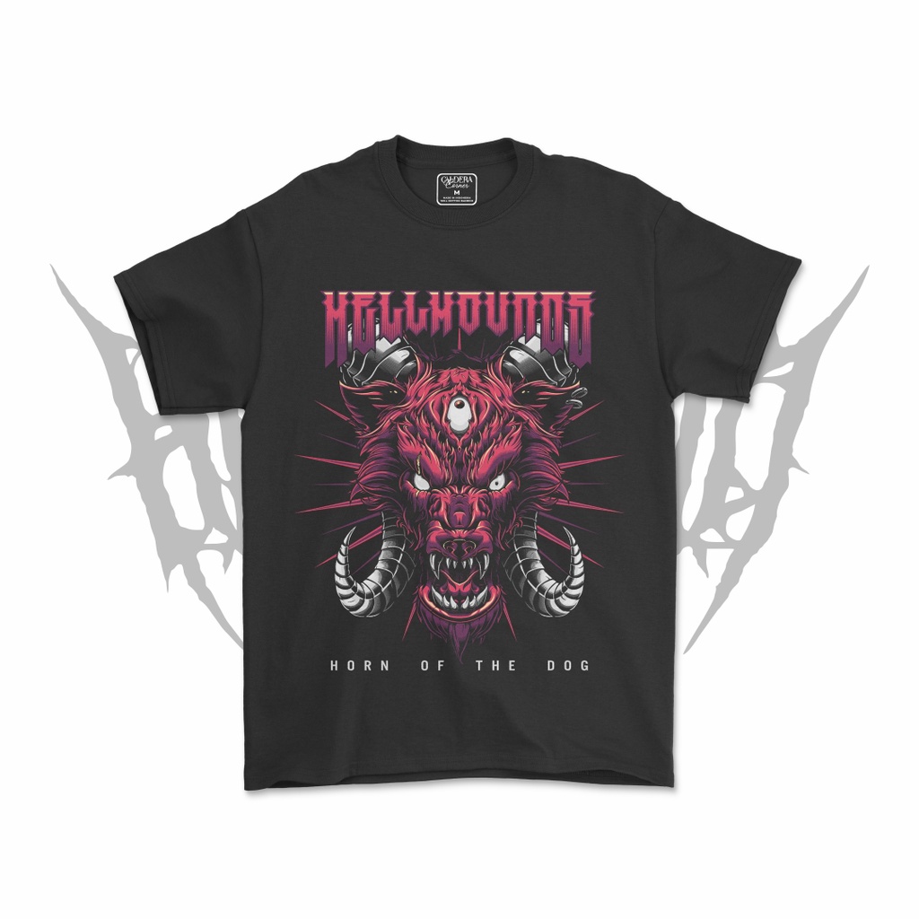 คอลูกเรือเสื้อยืดคอกลมเสื้อยืด-ลาย-hellhound-band-v2ผ้าฝ้ายแท้