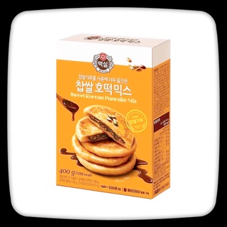 ภาพหน้าปกสินค้า👍PRO 109 บาท/กล่อง🇰🇷 CJ백설 찹쌀호떡믹스400g 호떡머핀핫케익식빵브/ CJ [Beksul] BAEKSEOL โฮต็อก(Hotteok/Hoddeok)แพนเค้กเกาหลี Pancake Snack ที่เกี่ยวข้อง