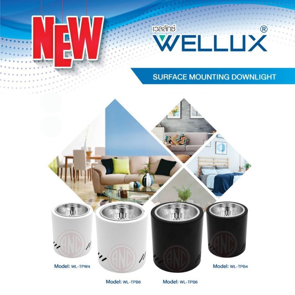 wellux-โคมดาวน์ไลท์ติดลอย-ทรงกระบอก-โคมไฟดาวน์ไลท์ติดลอย-ขั้วe27