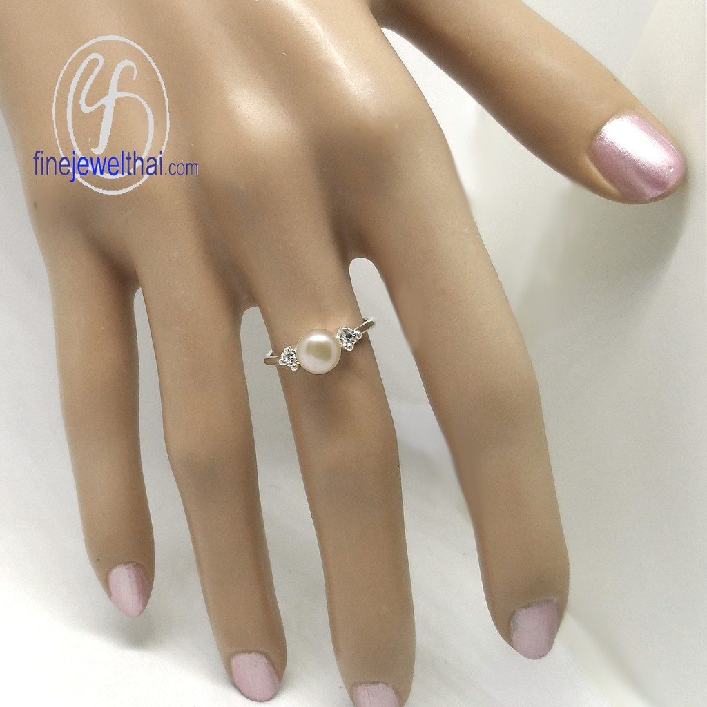 finejewelthai-แหวนมุก-แหวนเงิน-มุกแท้-แหวนประจำเดือนเกิด-pearl-silver-ring-r1317pl