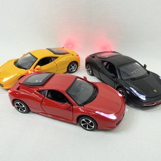 รถโมเดลเหล็ก เฟอรารี่ Ferrari 458🔥🔥มีไฟมีเสียง ยาว 5.5 นิ้ว สเกล 1/32
