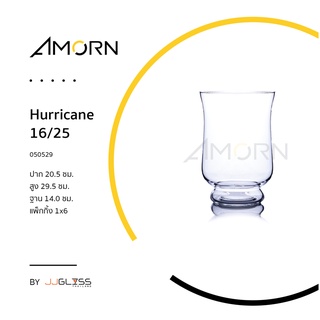 ( AMORN )  Hurricane 16/25   -  แจกันแก้ว ทรงกลมปากบาน แฮนด์เมด เนื้อใส