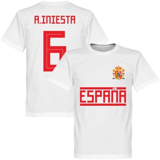 O-O World Cup Spain T-shirt Jersey Fans Tee Iniesta No.6 White Short Sleeve Round neck Plus Size FIFA