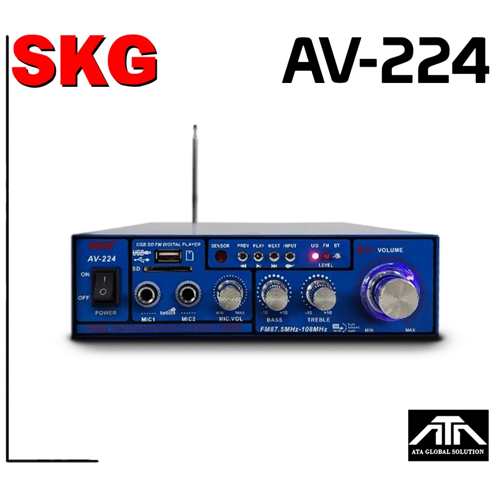 skg-เครื่องแอมป์ขยายเสียง-1200w-av-224-เล่น-mp3-fm-radio-ได้-มี-บูลทูธ-เชื่อมต่อมือถือได้