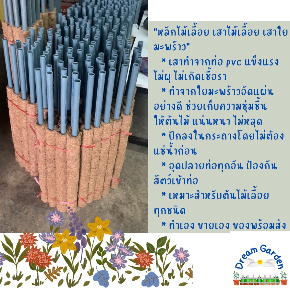 หลักไม้เลื้อย-เสาไม้เลื้อย-เสาใยมะพร้าว-ทำจากท่อ-pvc-มี-3-ขนาด