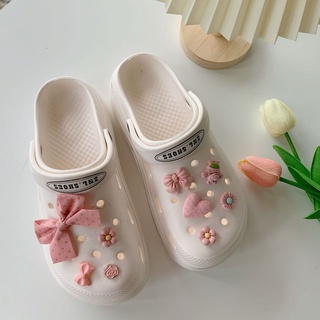 กระดุม รูปโบว์ DIY สําหรับตกแต่งรองเท้า Crocs Jibbitz