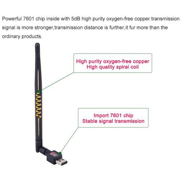 ภาพสินค้าตัวรับสัณญาณ wifi (USB WIFI) Wireless Adapter Network 600 Mbps with Antenna จากร้าน yun_zheng บน Shopee ภาพที่ 3