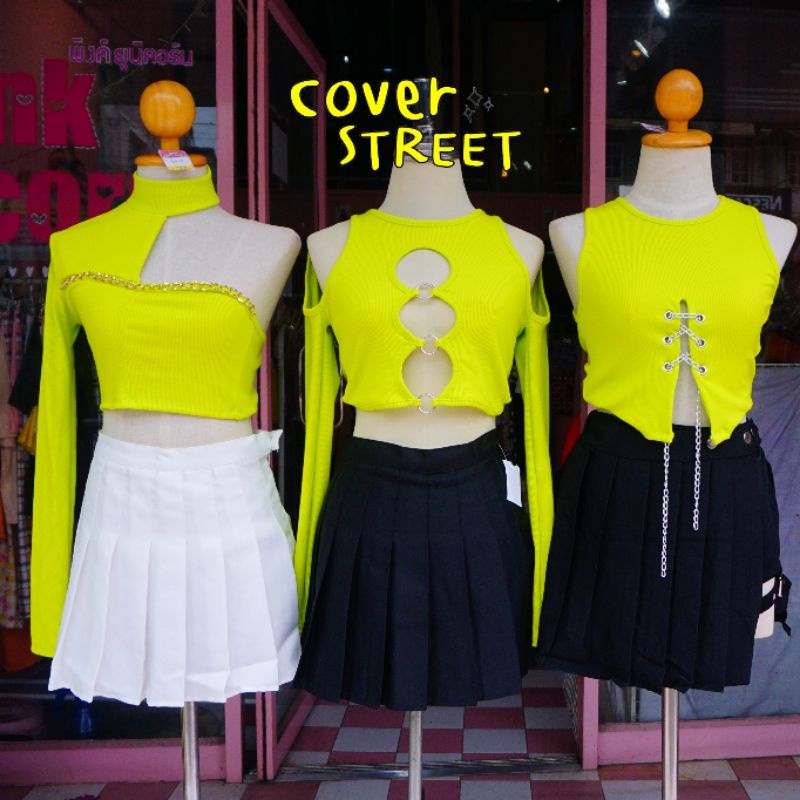 coverstreet-พร้อมส่งจากไทย-ชุดเต้นสีเขียว-สำหรับสายเต้นcover-เต้นสตรีท-เต้นเกาหลี-เต้นblackpink