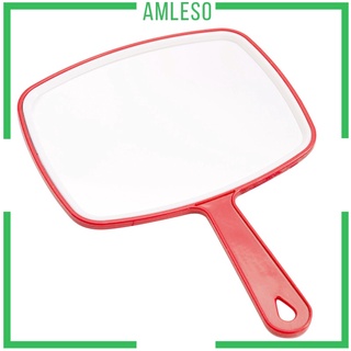 [Amleso] กระจกมือถือทรงสี่เหลี่ยมกันลื่นพร้อมด้ามจับสีแดง