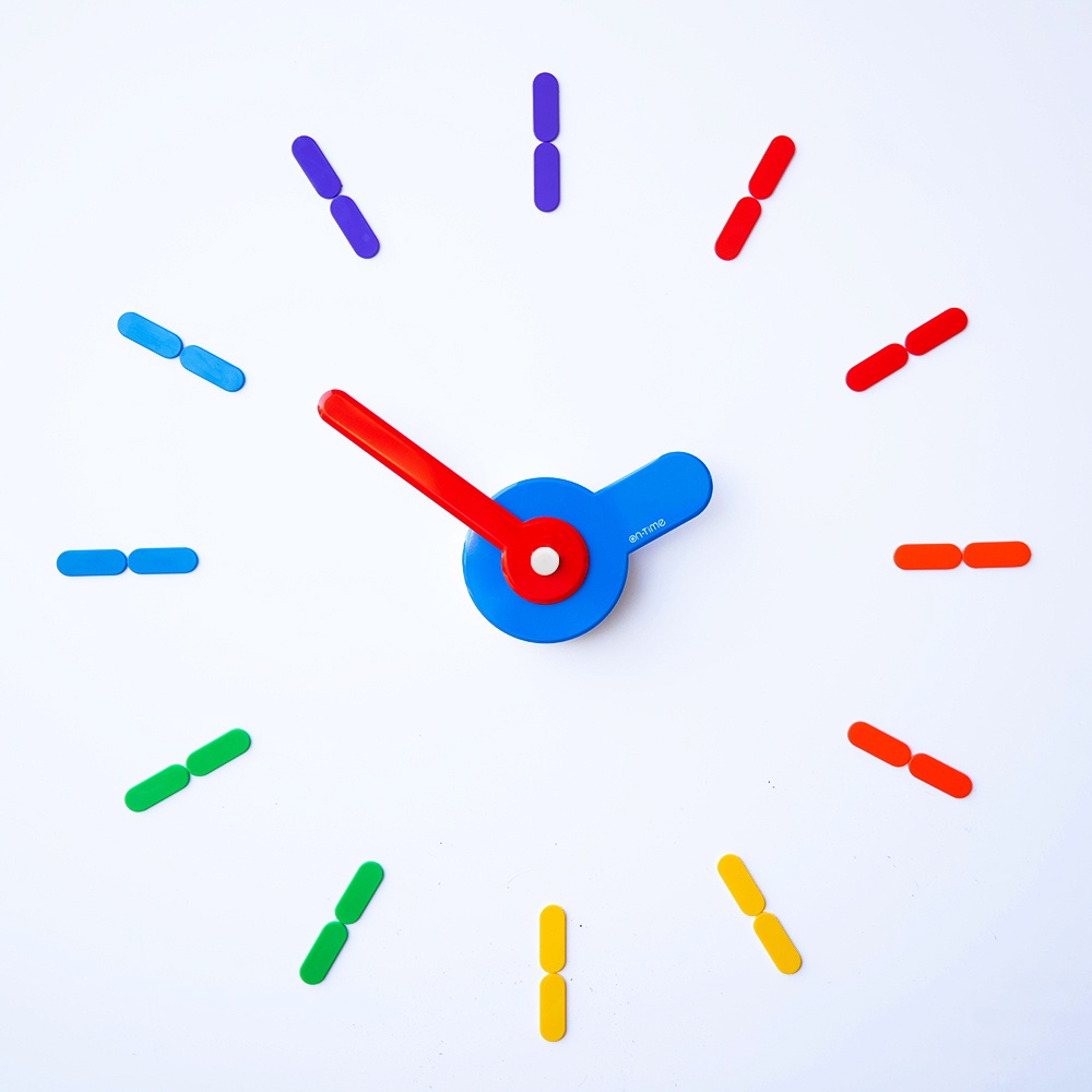 นาฬิกา-on-time-v1m-rainbow-สีรุ้ง-ไม่มีเข็มวินาที-56-เซน-wall-clock-นาฬิกาแขวนผนัง-ติดผนังไม่เจาะผนัง-เข็มนาฬิกาใหญ่